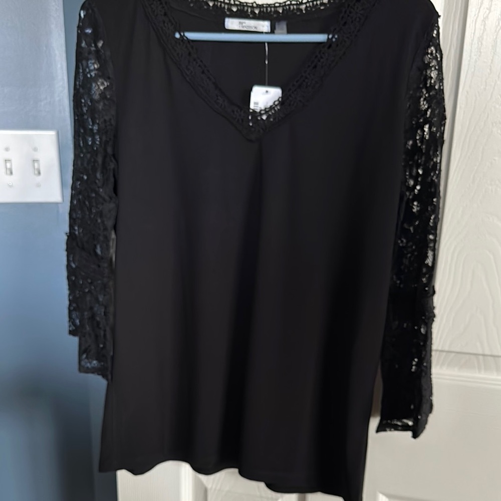 NWT Elegant Black Lace Sleeve Top